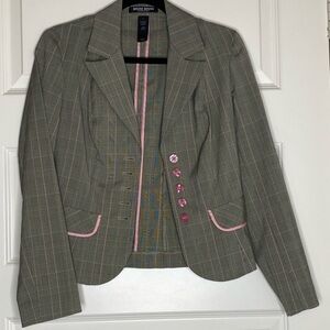Cute y2k Plaid Blazer with Pink Accents